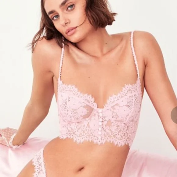 FOR LOVE & LEMONS PINK Faye Lace Bra Top - Picture 2 of 7